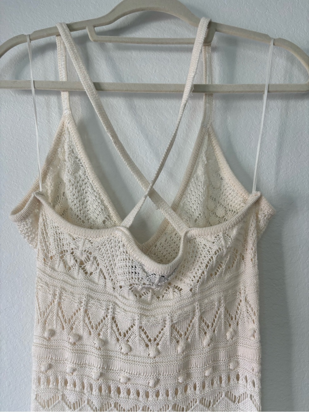 Zara Cream Crochet Maxi Dress with V-Neck Straps - Picture 6 of 8